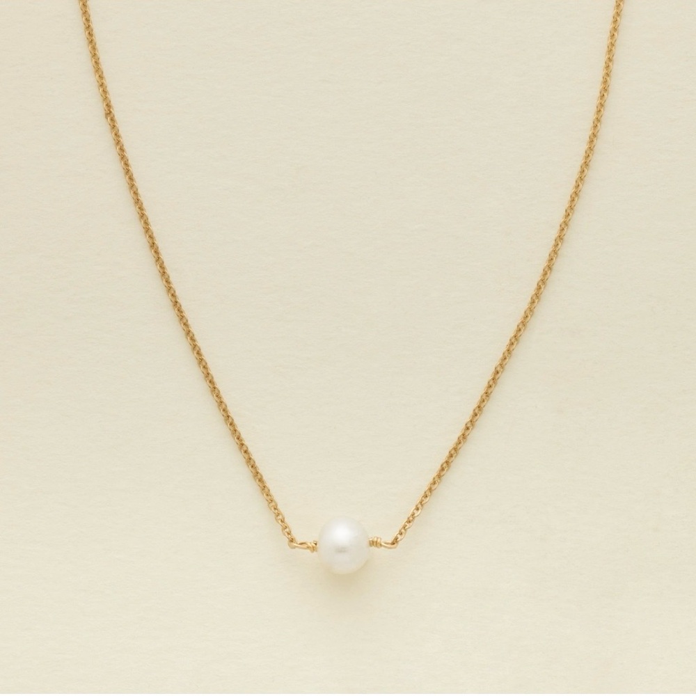 Gold Necklace with Pearl Accent